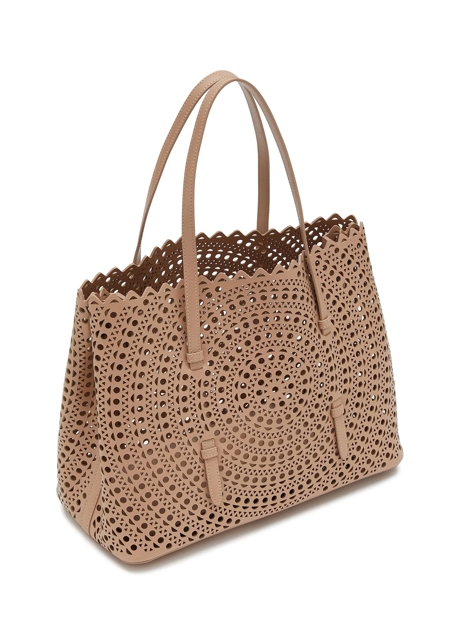 -----------ALAÏA ---- ------------BEIGE ----Mina 32 Perforated Leather Tote Bag --