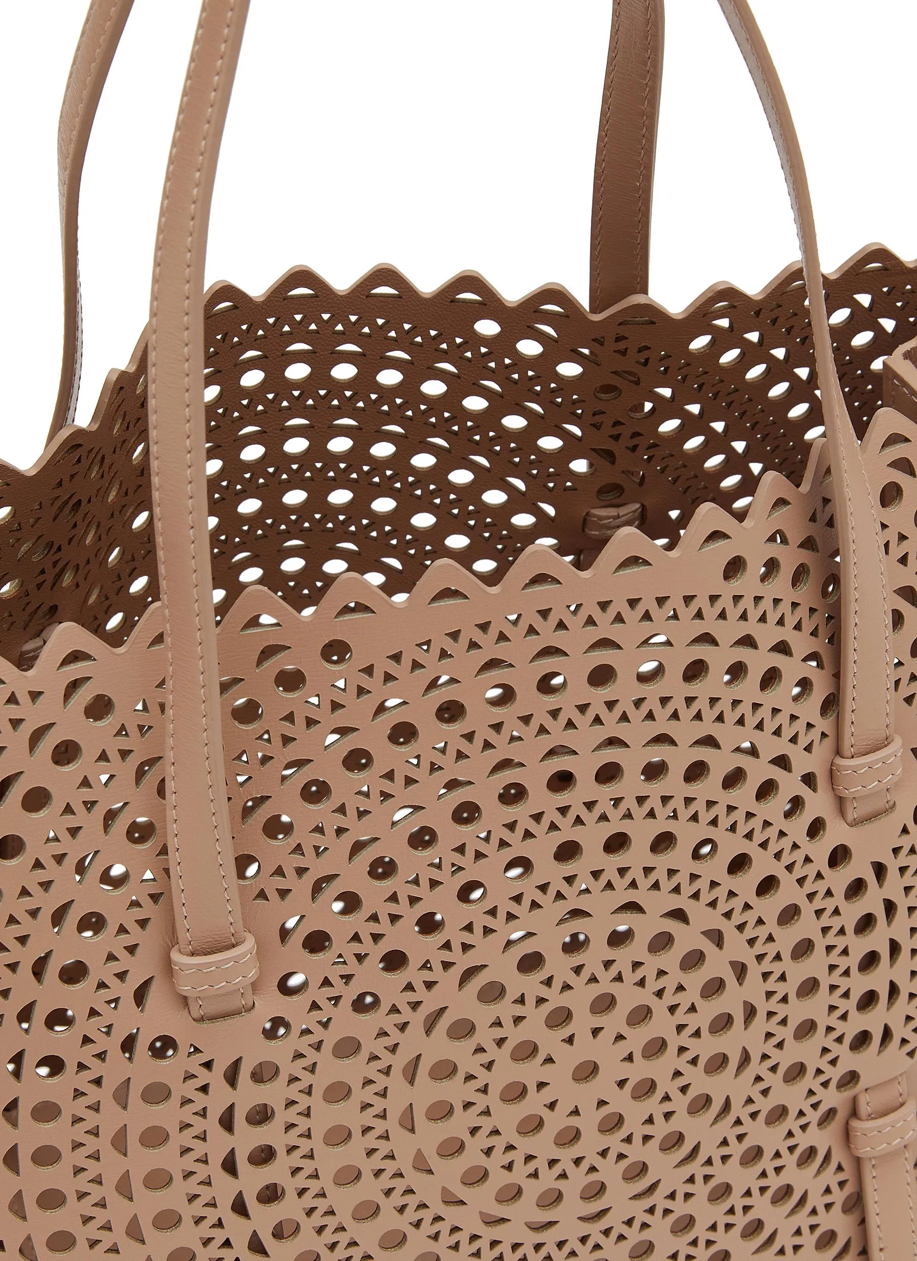 -----------ALAÏA ---- ------------BEIGE ----Mina 32 Perforated Leather Tote Bag --