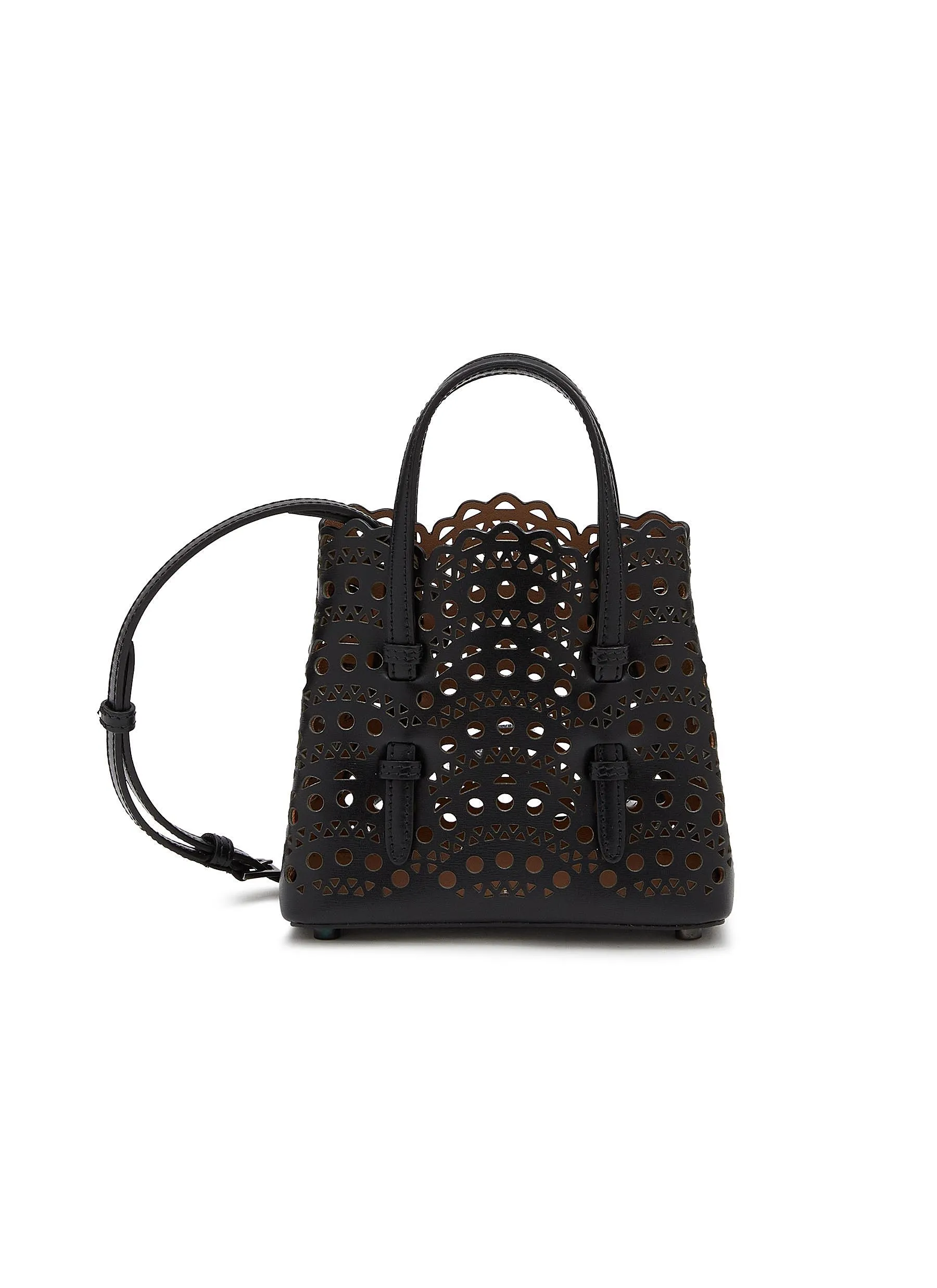 -----------ALAÏA ---- ------------BLACK ----Mina 16 Perforated Leather Tote Bag --