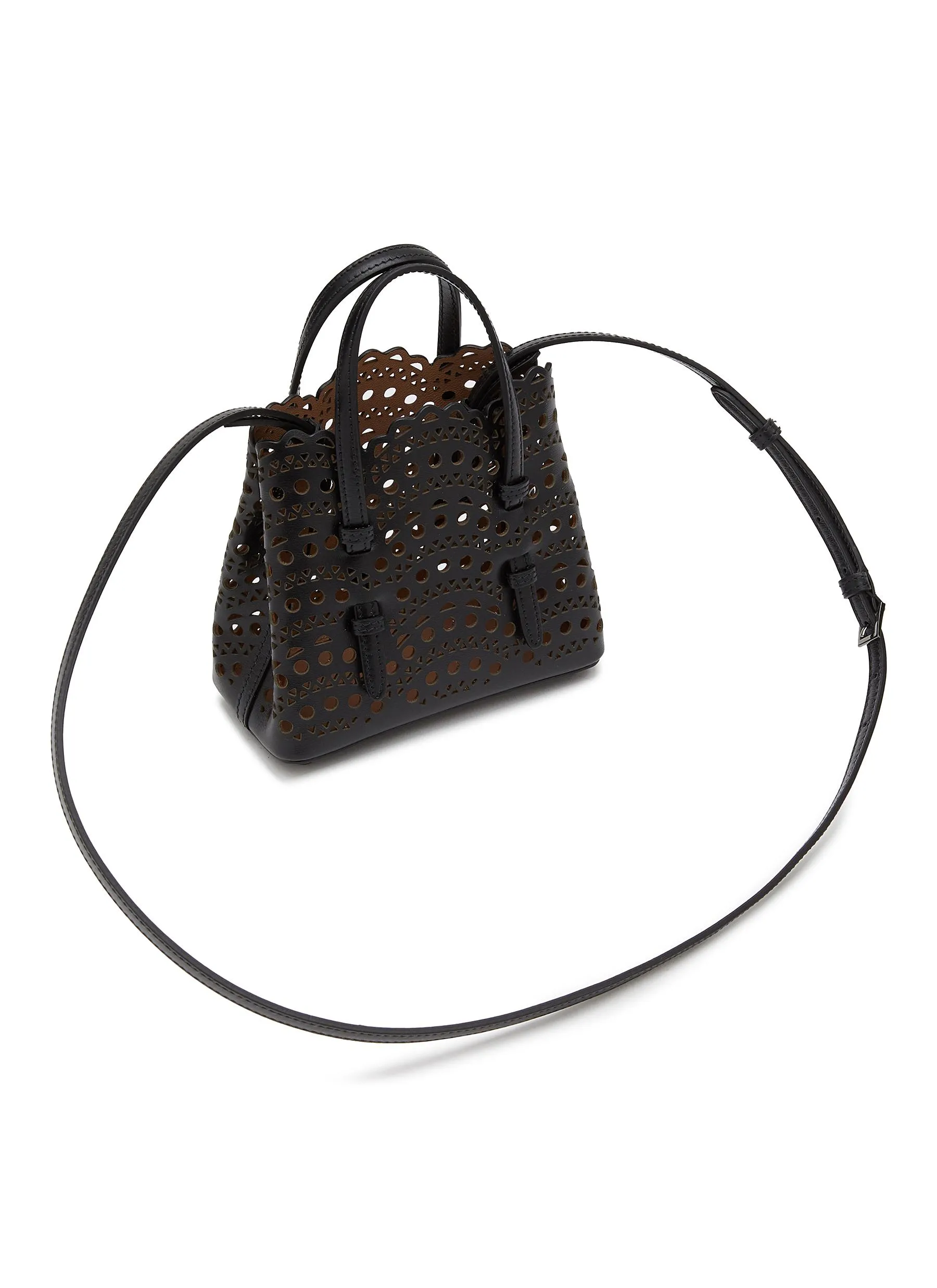 -----------ALAÏA ---- ------------BLACK ----Mina 16 Perforated Leather Tote Bag --