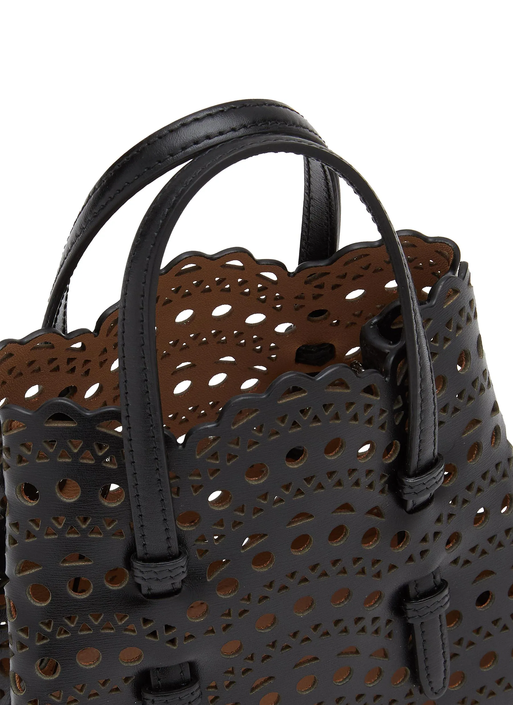 -----------ALAÏA ---- ------------BLACK ----Mina 16 Perforated Leather Tote Bag --