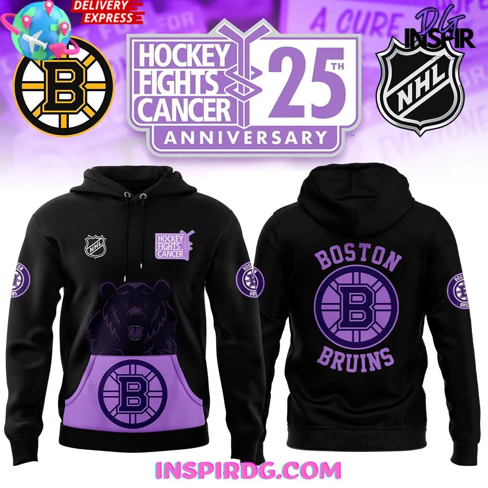 -Boston Bruins x Hockey Fights Cancer 2024 Hoodie