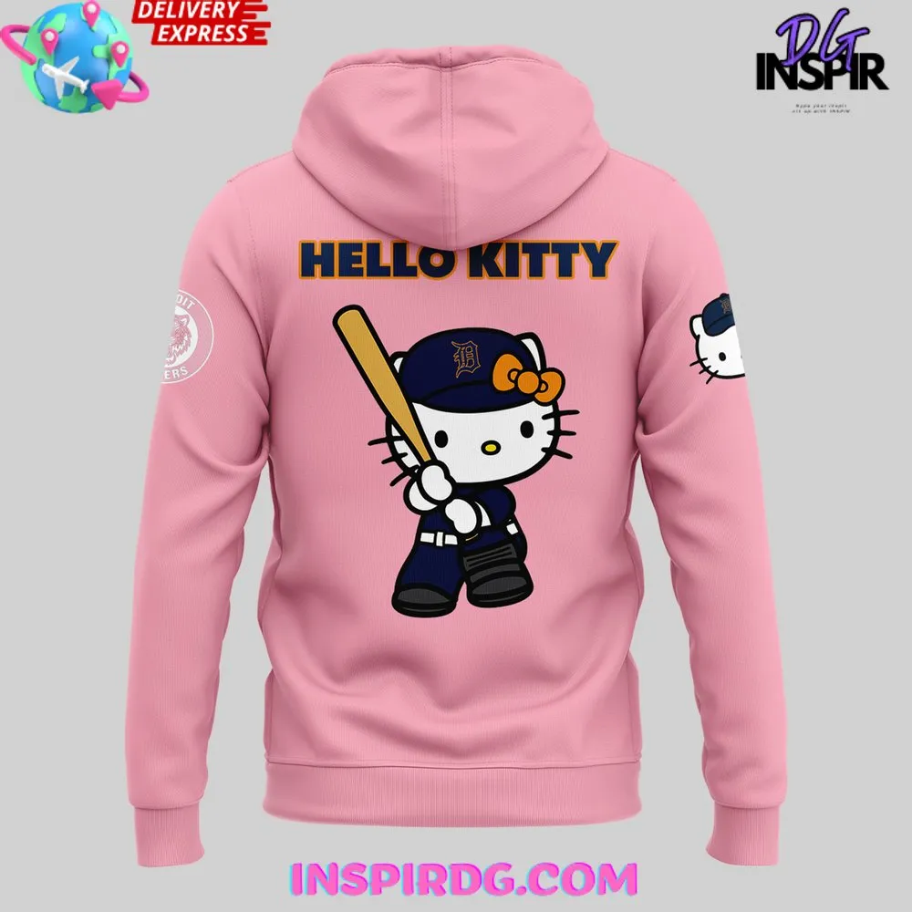 -Detroit Tigers x Hello Kitty 2024 Pink Hoodie