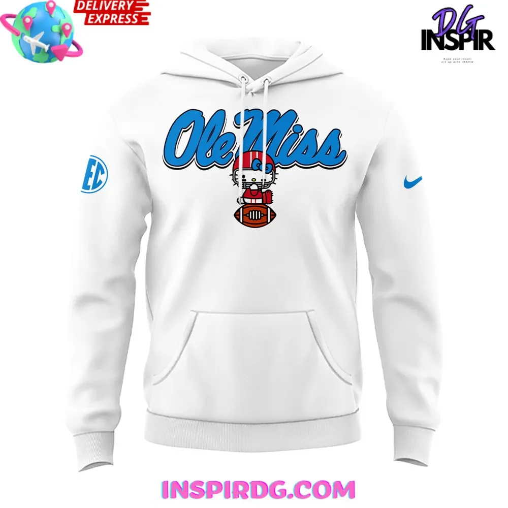 -Ole Miss Rebels x Hello Kitty 2024 White Hoodie