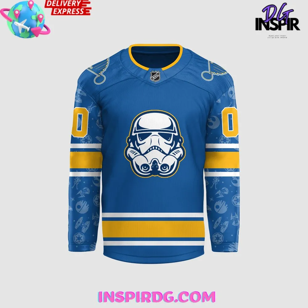 -St. Louis Blues x Star Wars Night 2024 Custom Blue Hockey Jersey