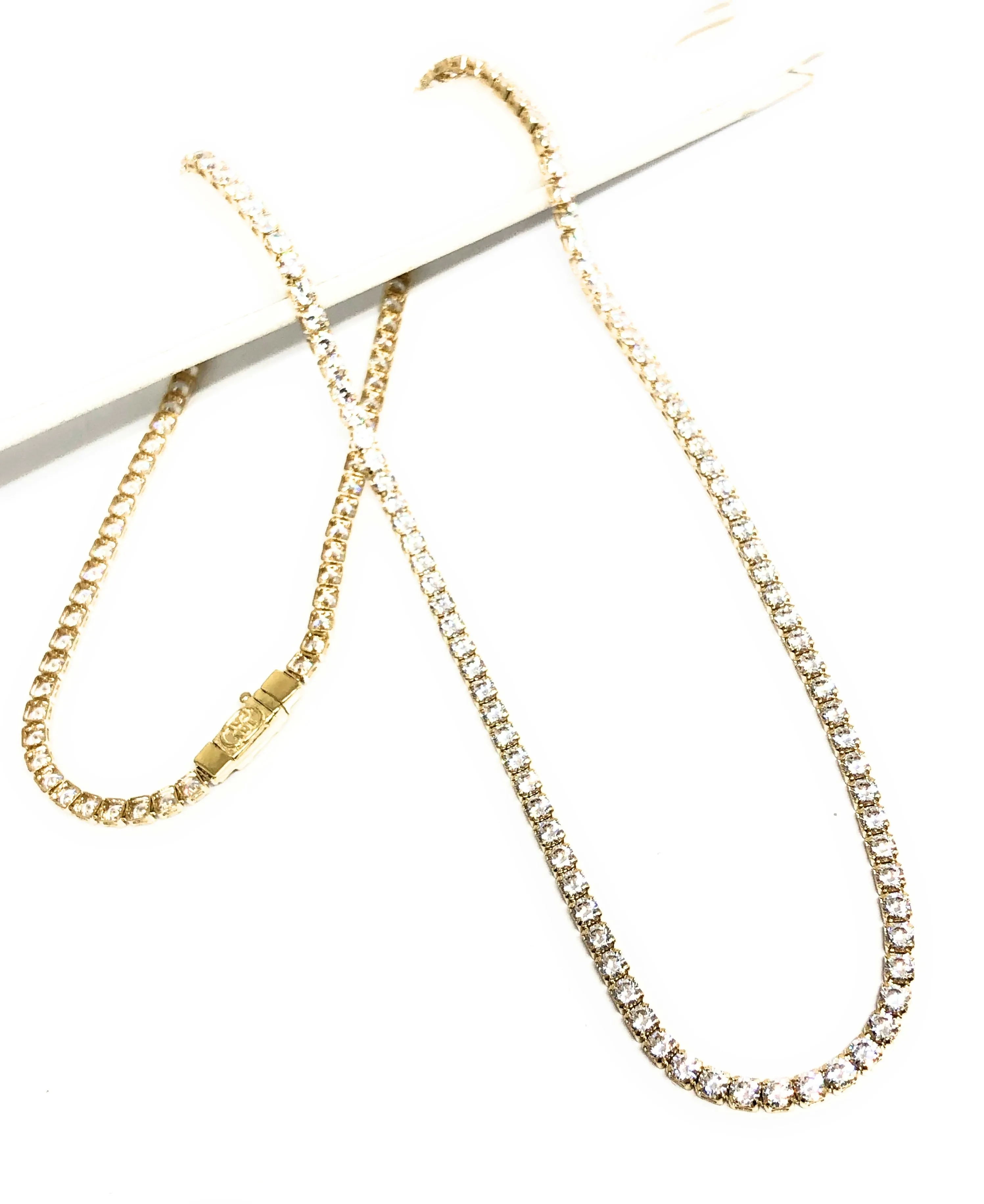 10k Solid Gold Tennis CZ Chain 18-22 inch 3mm