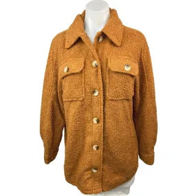 12th Tribe Brown Fleece Sherpa Cozy Button Down Shacket Shirt Jacket Size S/M