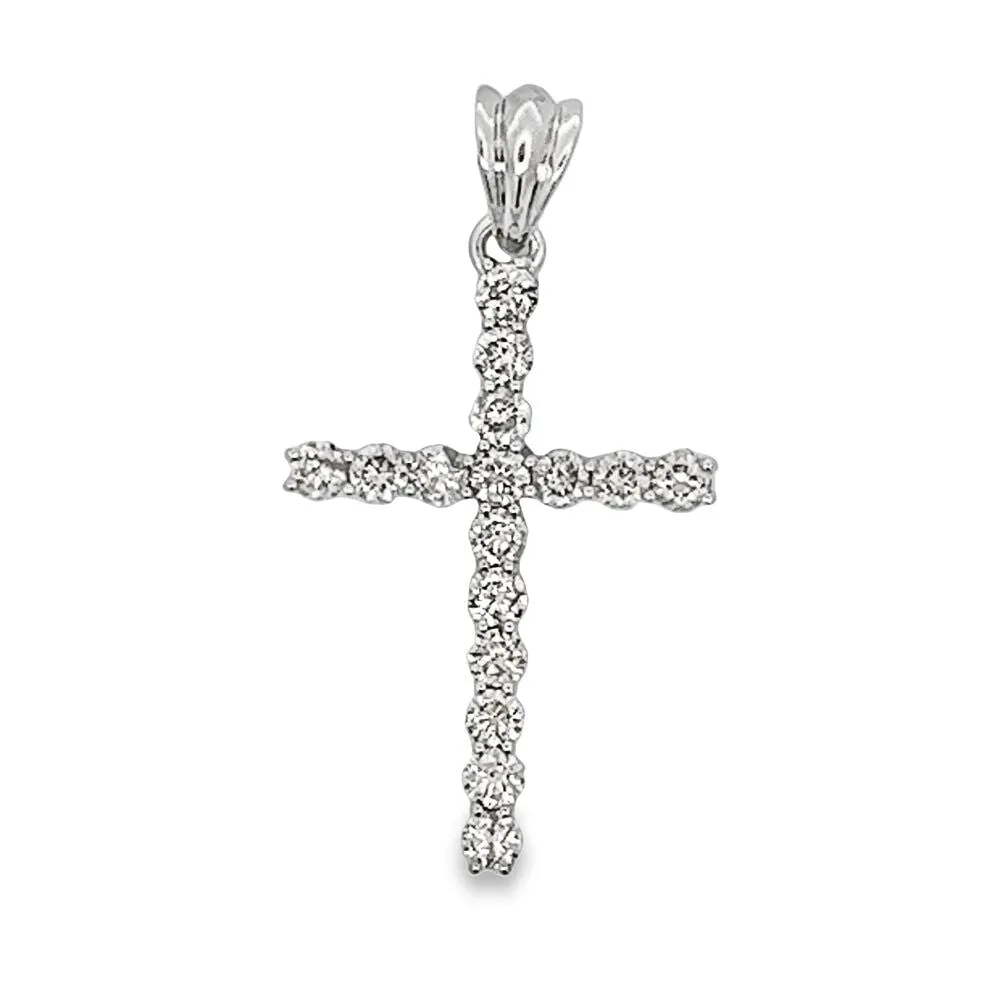 14K Gold 1.00 Carat Diamond Tennis Cross