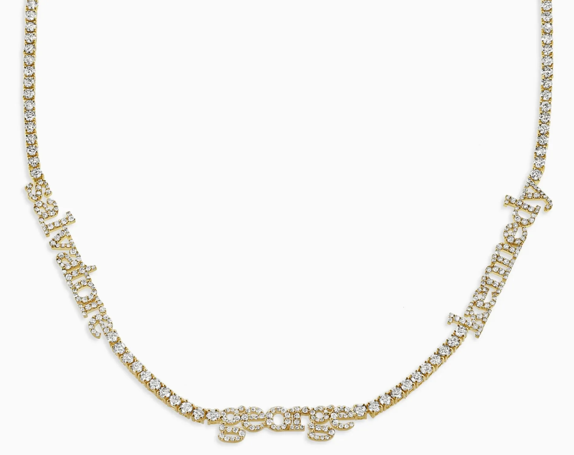 14K Gold Custom Nameplate Tennis Necklace