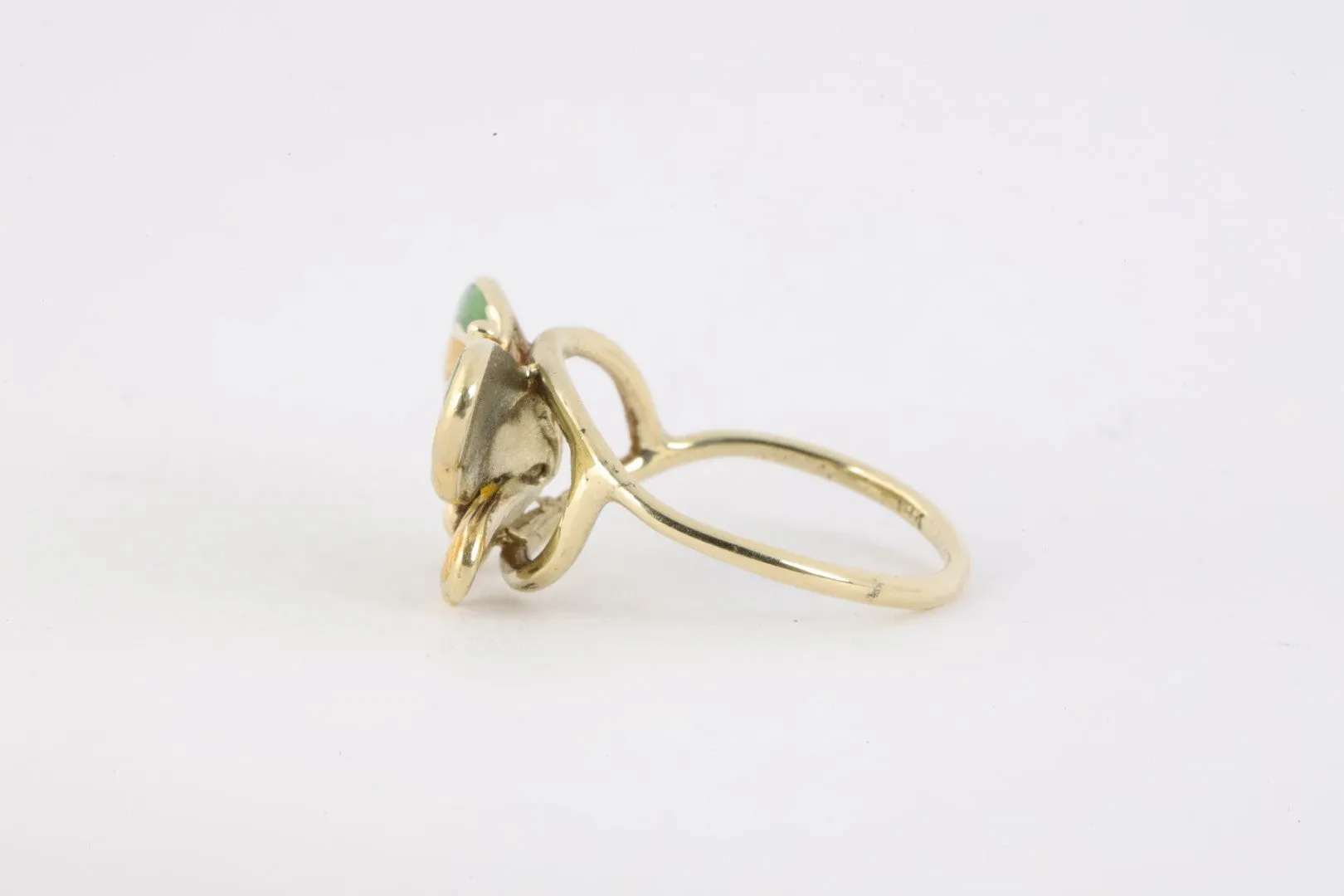 14k Yellow Gold Blue & Green Enamel Butterfly Ring Size 5 (4.00g.)