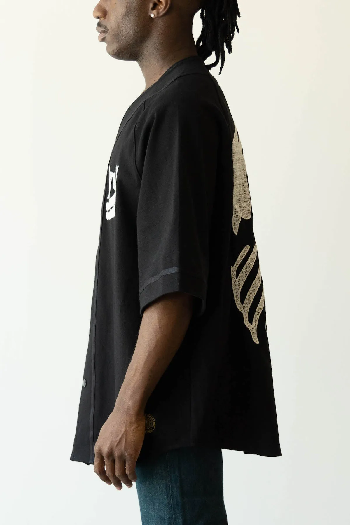16/-Densed Jersey Baseball Shirt (BONE) - Black