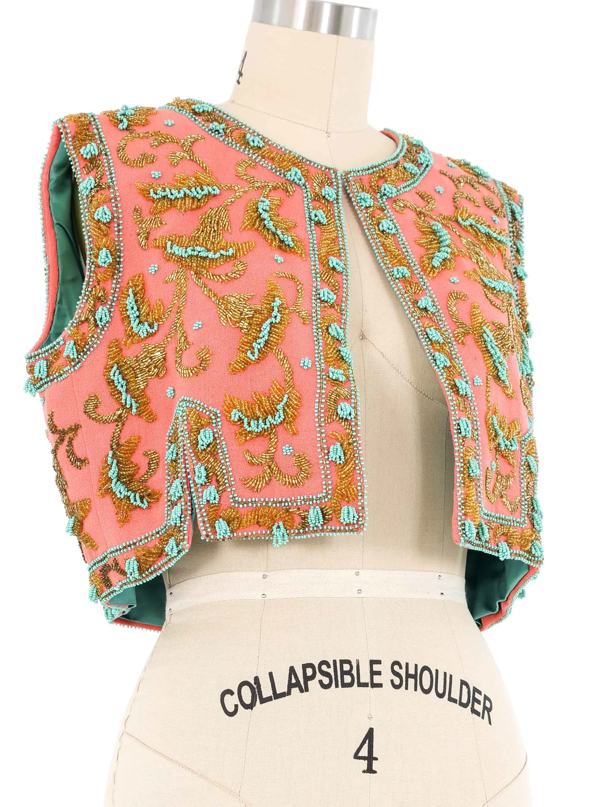 1960s Bead Embellished Coral Vest