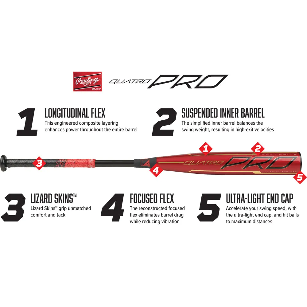 2020 Rawlings Quatro Pro (-10) 2 3/4 USSSA Baseball Bat: UTZQ10 (USED)