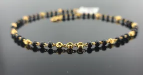 22K Solid Gold Black Beads Bracelet B8230