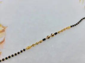 22K Solid Gold Black Beads Bracelet B8659