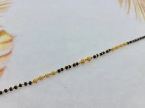 22K Solid Gold Black Beads Bracelet B8721