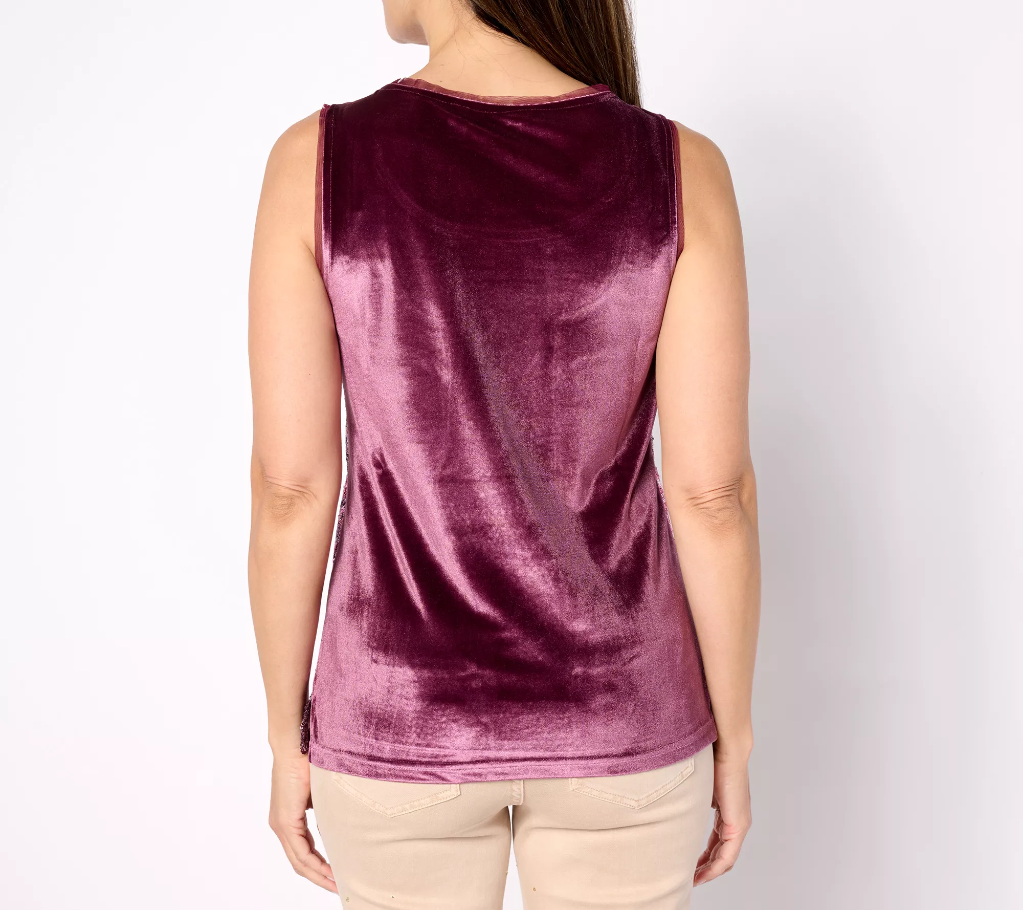 "As Is" Isaac Mizrahi Live! Choice of Print or Solid Sequin Sleeveless Top