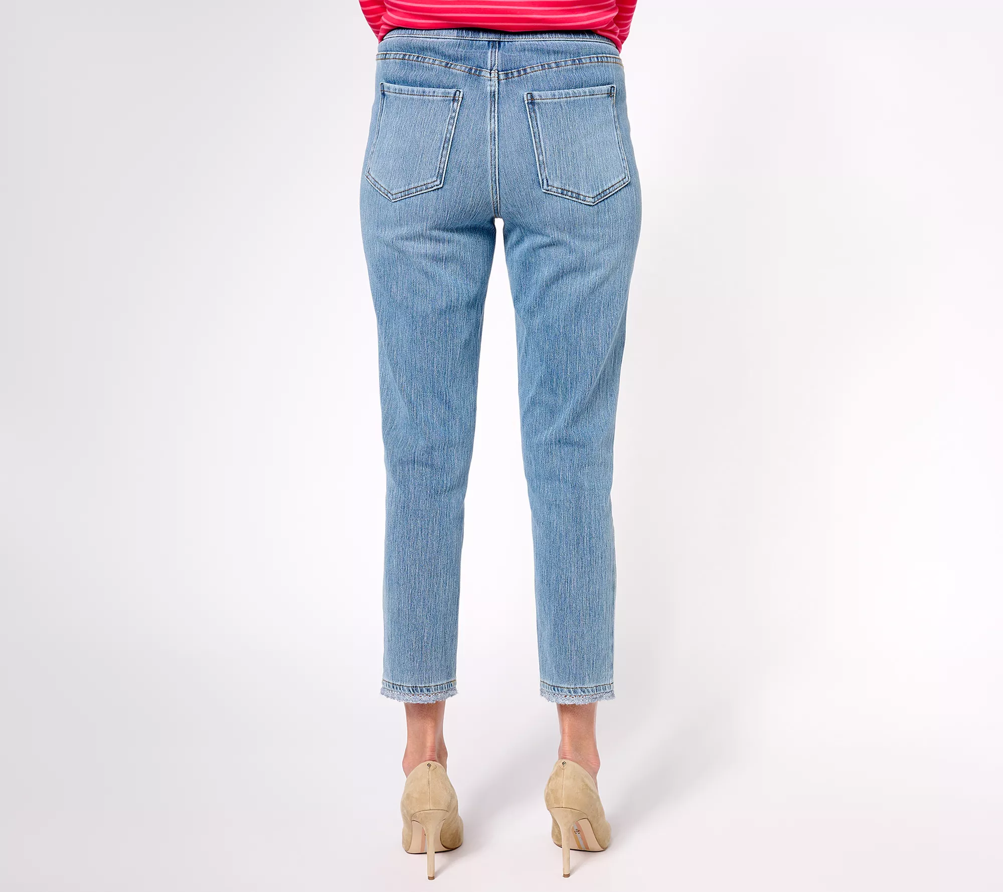 "As Is" Isaac Mizrahi Live Knit Denim Regular Pull On Jeans