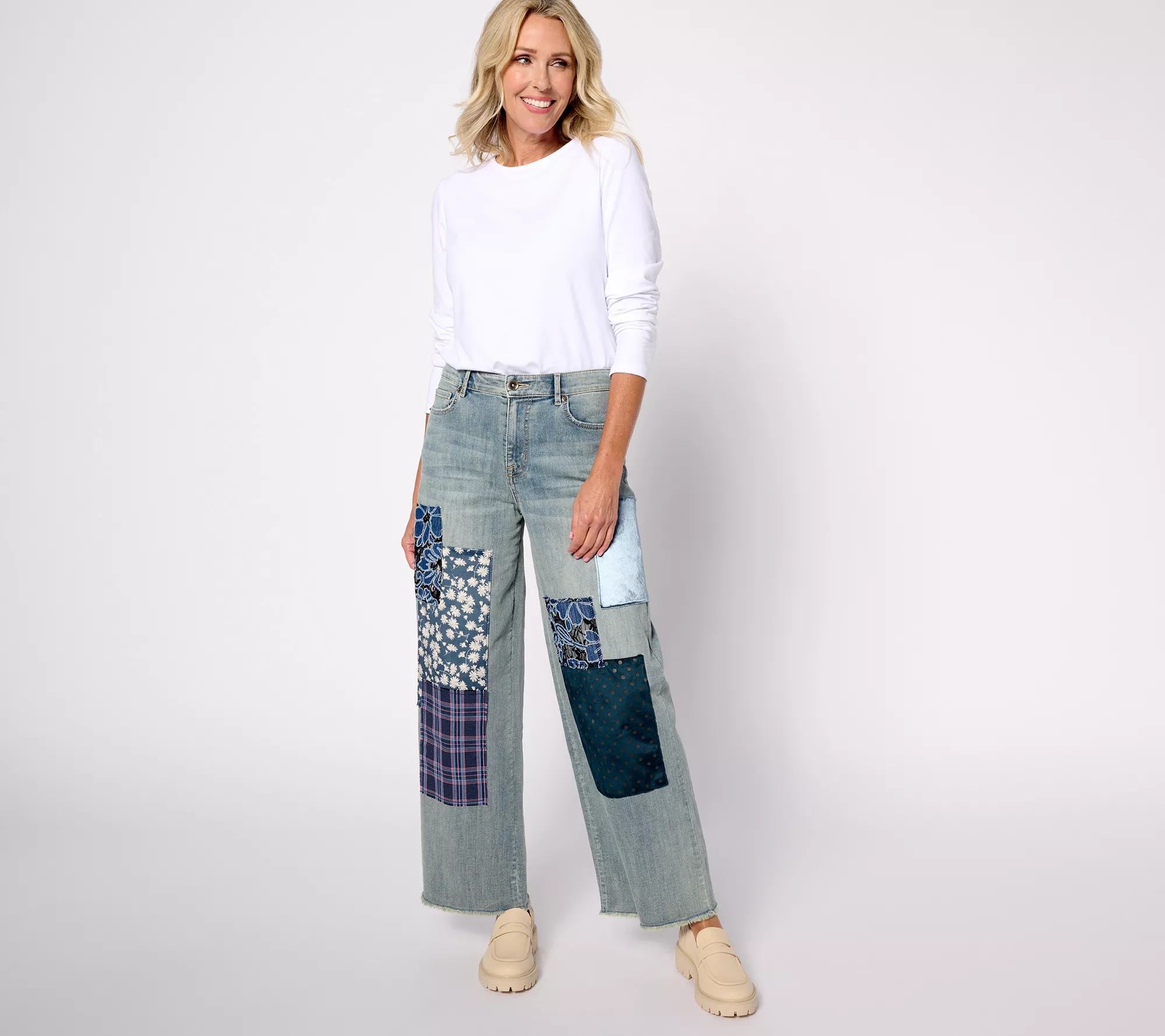 "As Is" LOGO by Lori Goldstein Special Edition Petite Patchwork Jeans