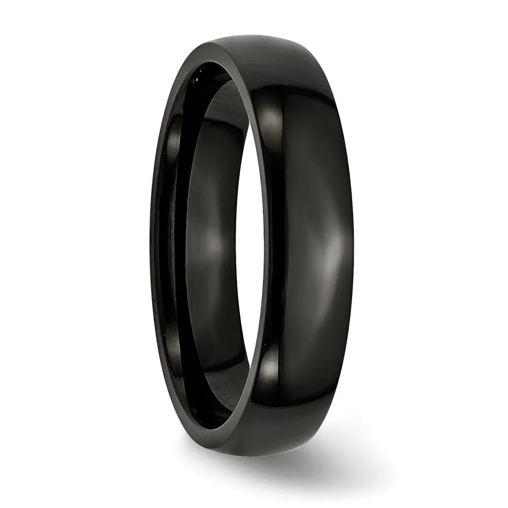 5mm Black Plated Stainless Steel Polished Domed Band