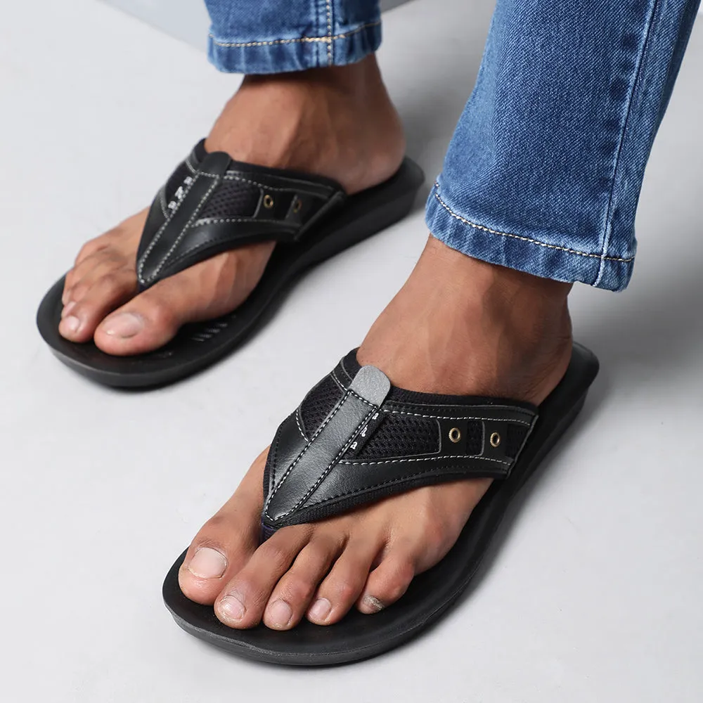 A-HA By Liberty CT-001 Men Casual Black Slippers