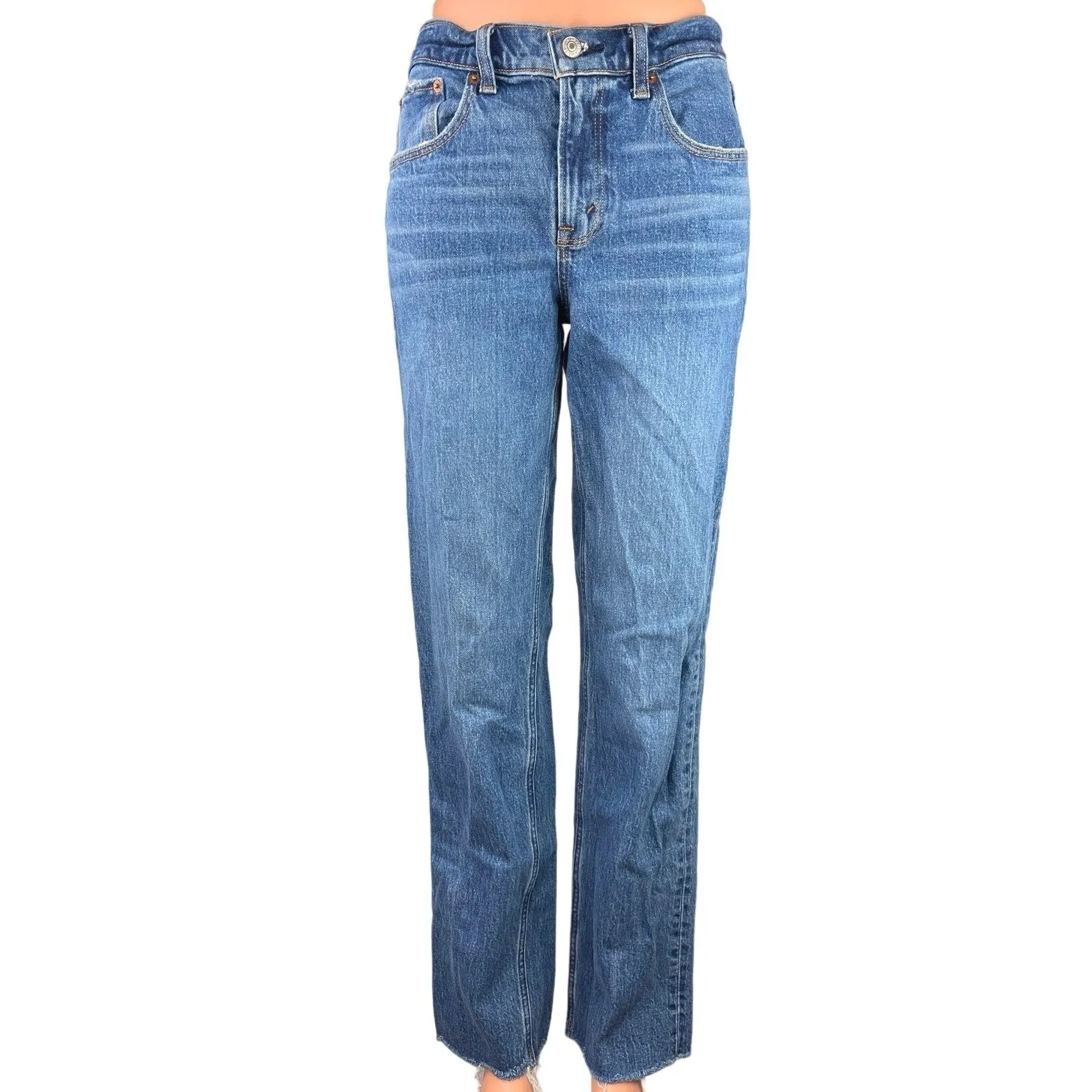 Abercrombie & Fitch Blue Medium Wash 90s Straight Mid Rise Denim Jeans Size 4