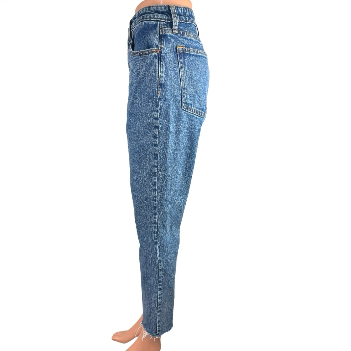Abercrombie & Fitch Blue Medium Wash High Rise Raw Hem Curve Denim Jeans Size 6