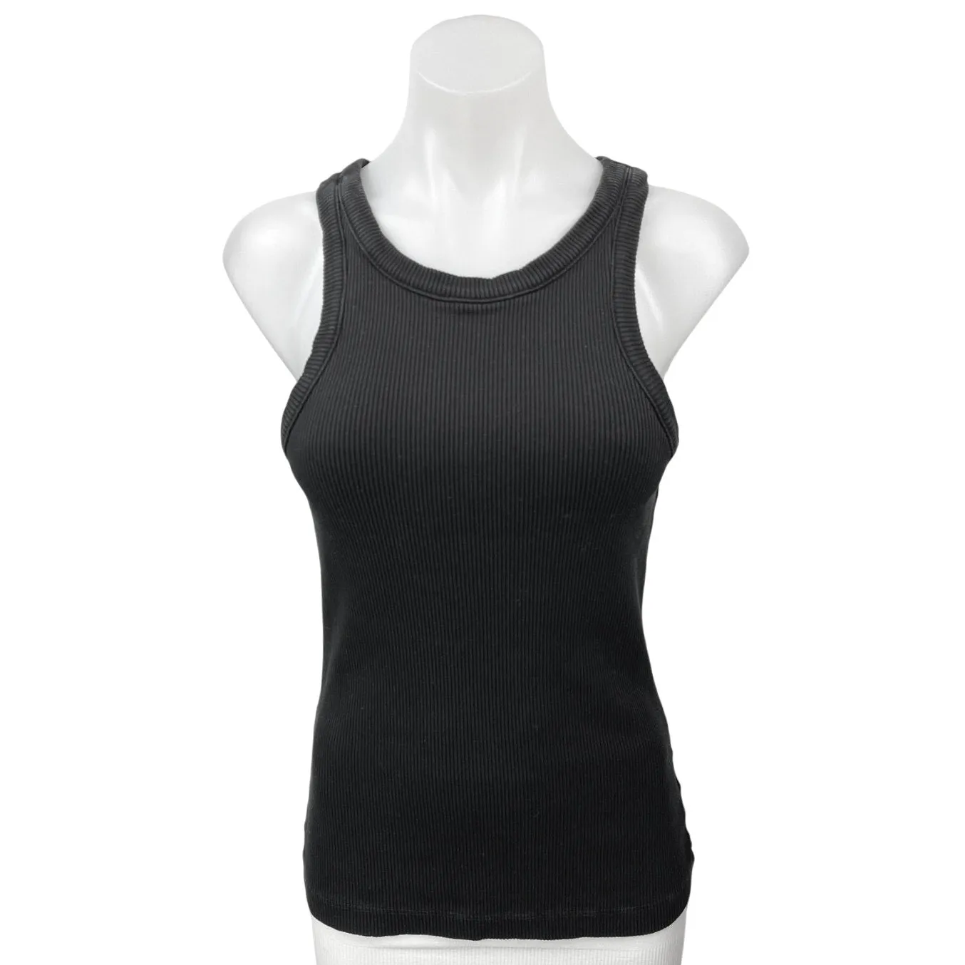 Agolde Bailey Black Ribbed Sleeveless Racerback Stretch Knit Tank Top Size L