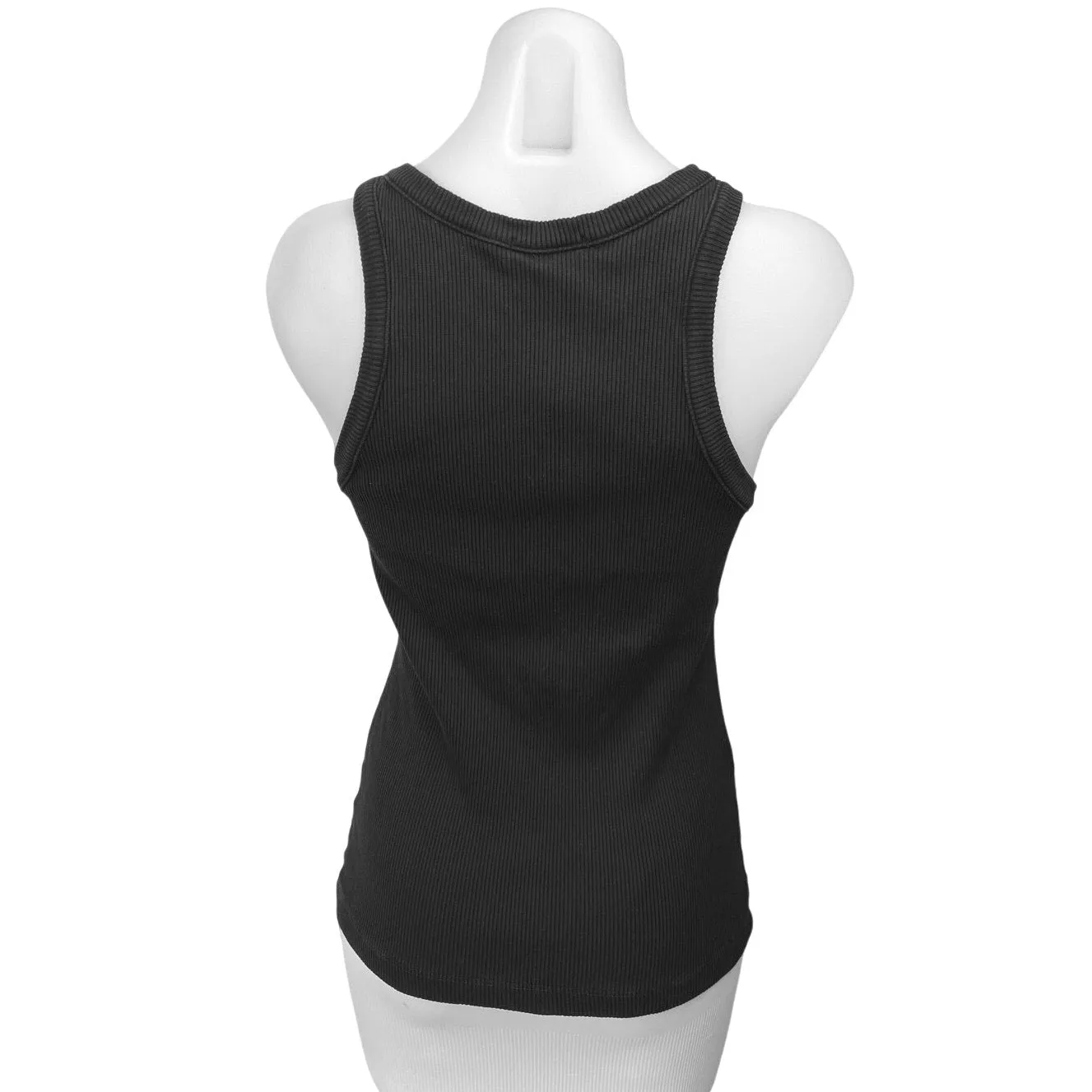 Agolde Bailey Black Ribbed Sleeveless Racerback Stretch Knit Tank Top Size L