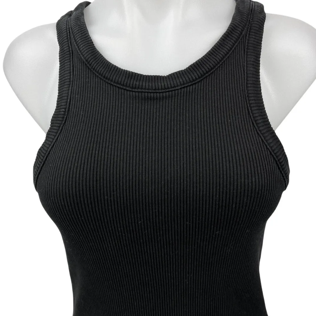 Agolde Bailey Black Ribbed Sleeveless Racerback Stretch Knit Tank Top Size L