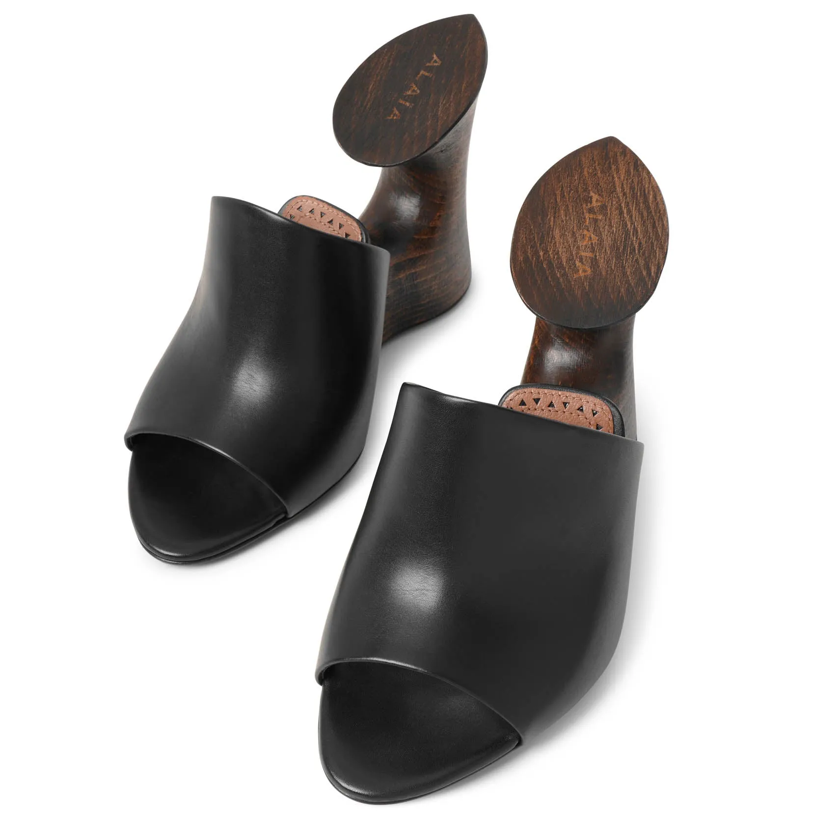 Alaïa La Sculpture black leather wedge mules