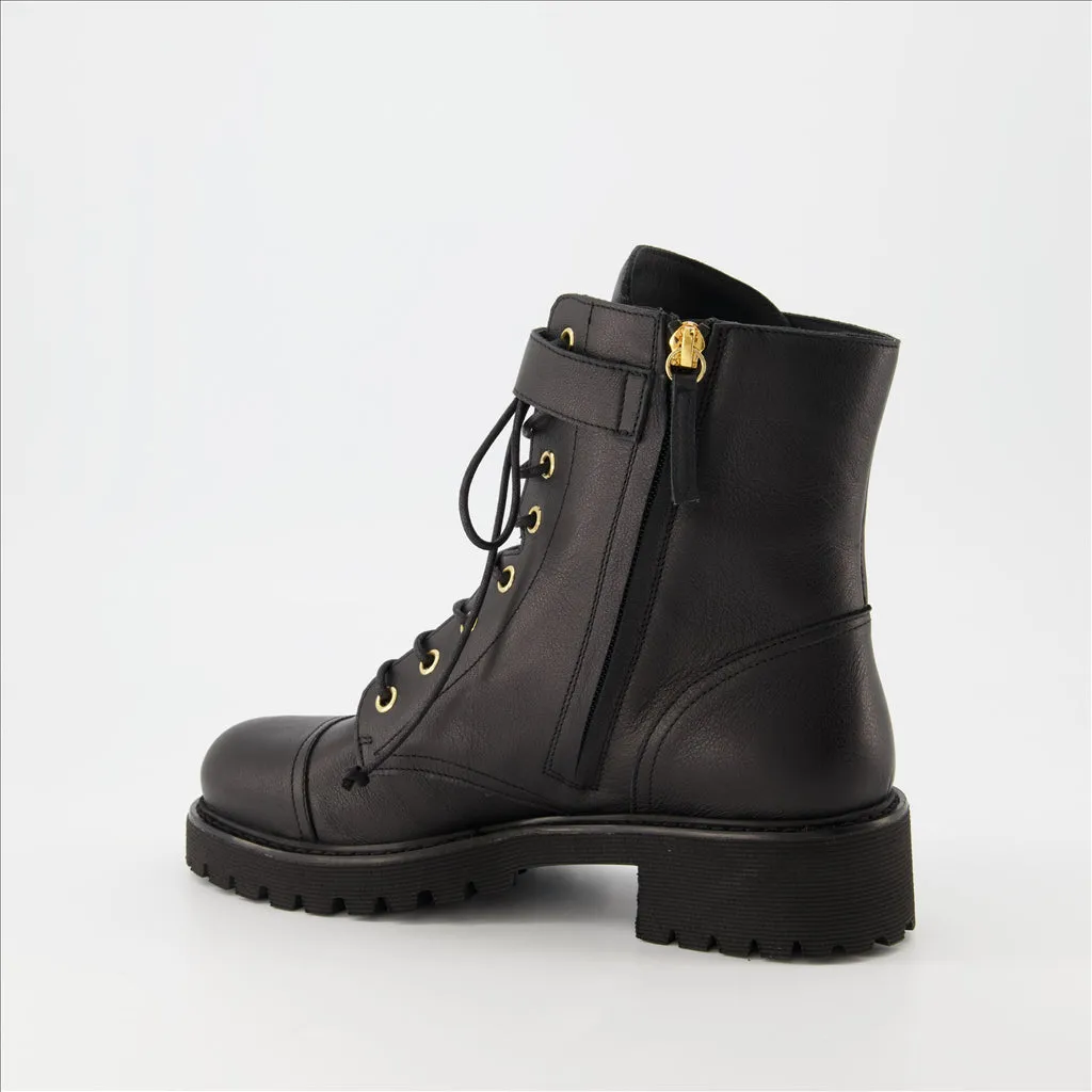 Alexa Black Leather Ankle Boots