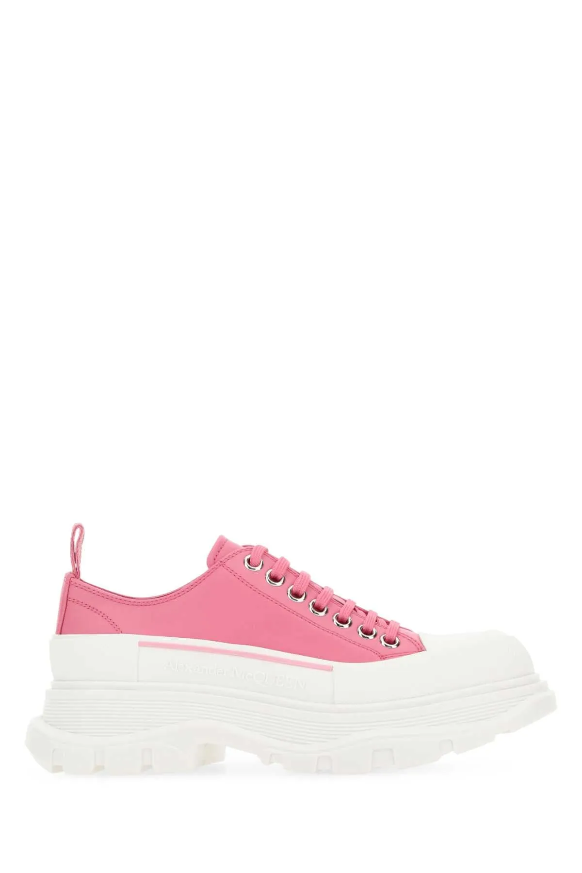 Alexander Mcqueen Dark Pink Leather Tread Slick Sneakers