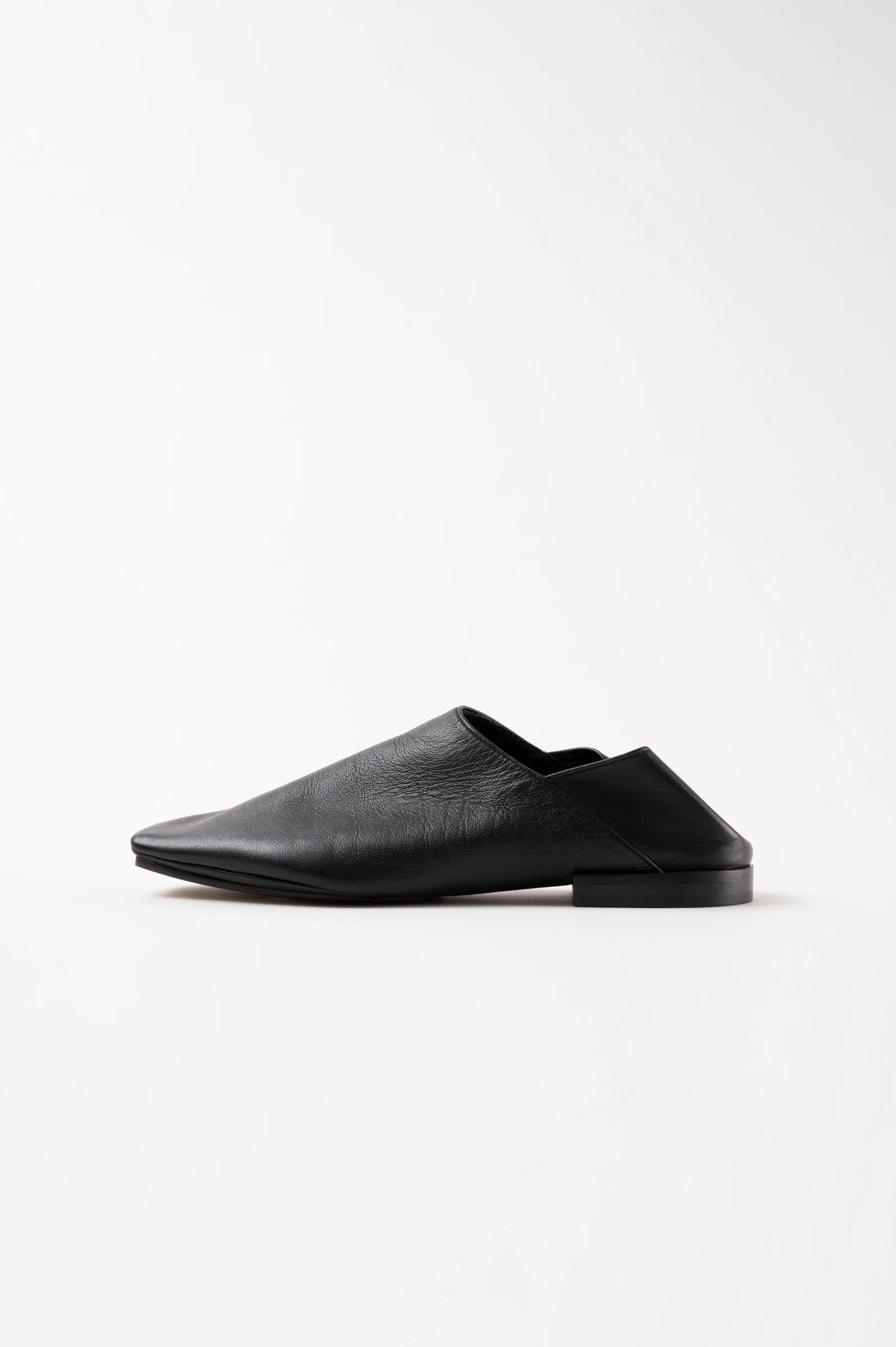 ALTAMIRA - Black Woman Soft Leather Sacchetto Flat Slippers