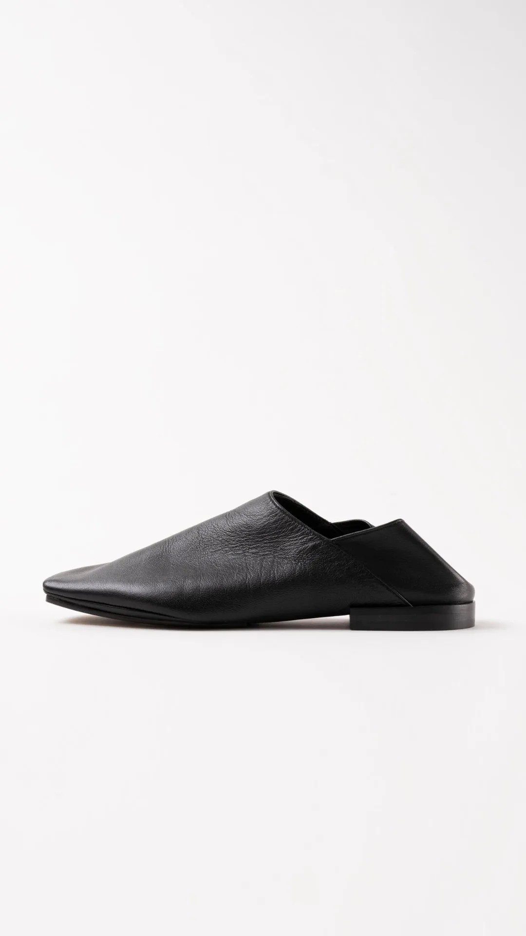 ALTAMIRA - Black Woman Soft Leather Sacchetto Flat Slippers