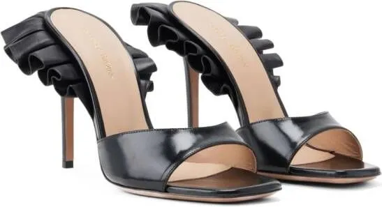 Andrea Wazen Rouches 105mm leather mules Black
