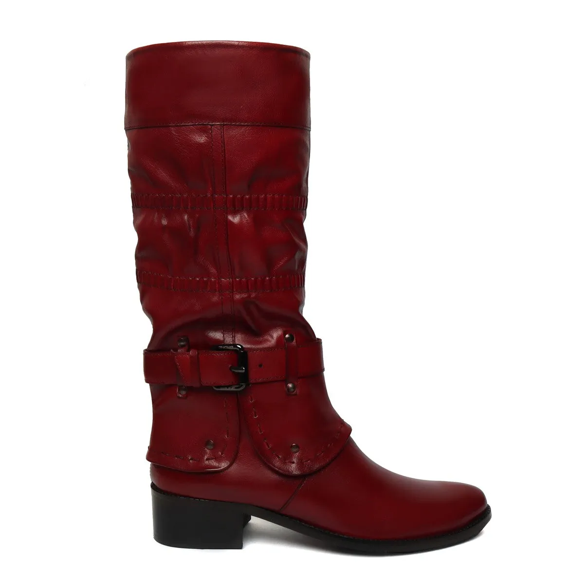 Ankle Foldable Ladies Boots Wine Leather Forever Comfort Adjustable Buckle Straps By Brune & Bareskin