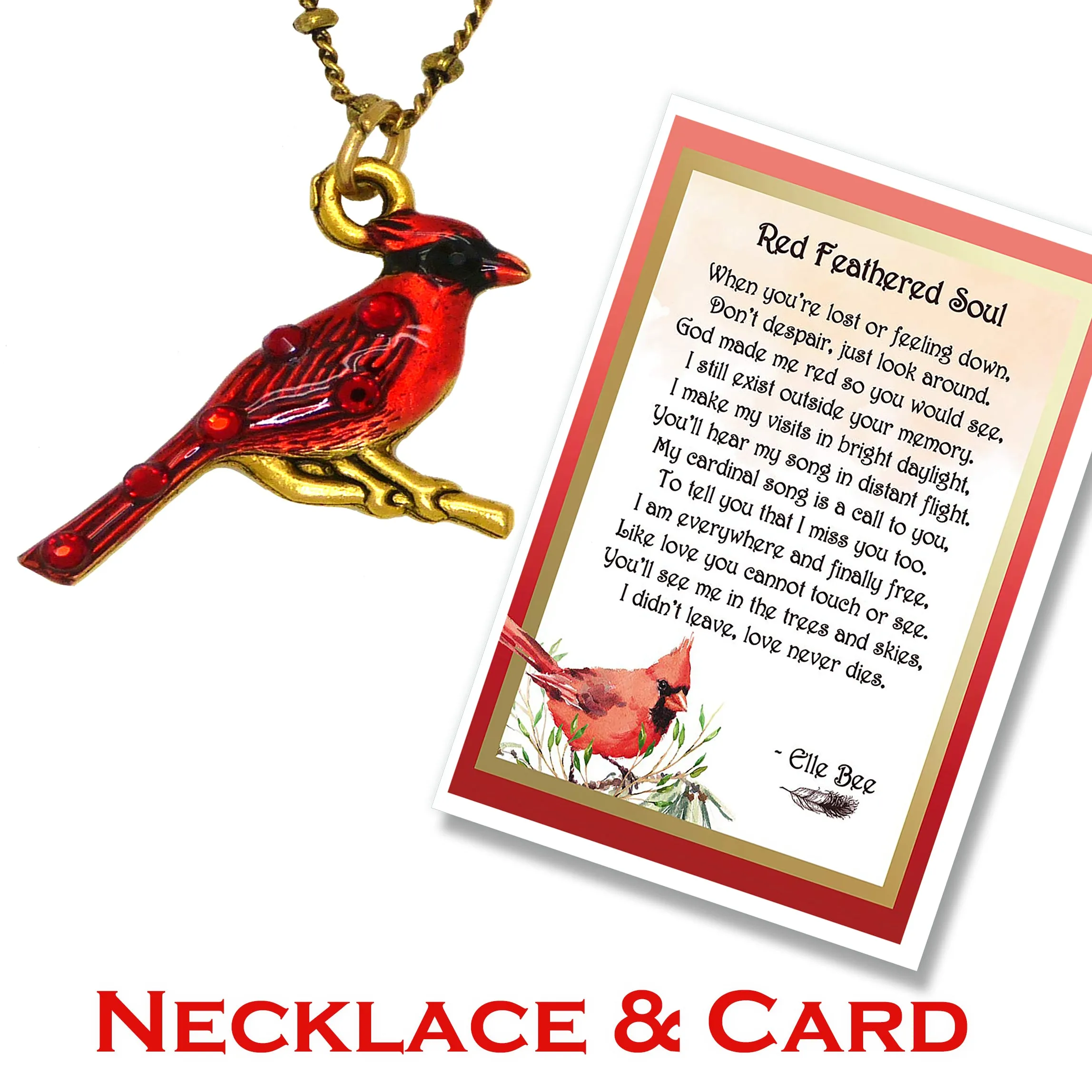 Anne Koplik Halia Crystal Red Cardinal Necklace Swarovski Crystal & Card NKG128LRD