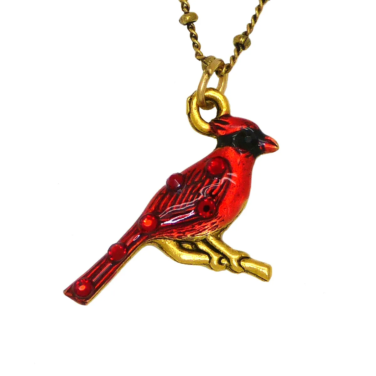 Anne Koplik Halia Crystal Red Cardinal Necklace Swarovski Crystal & Card NKG128LRD