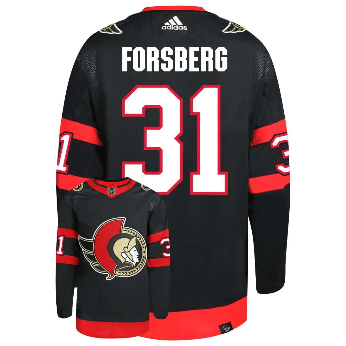 Anton Forsberg Ottawa Senators Adidas Primegreen Authentic NHL Hockey Jersey     