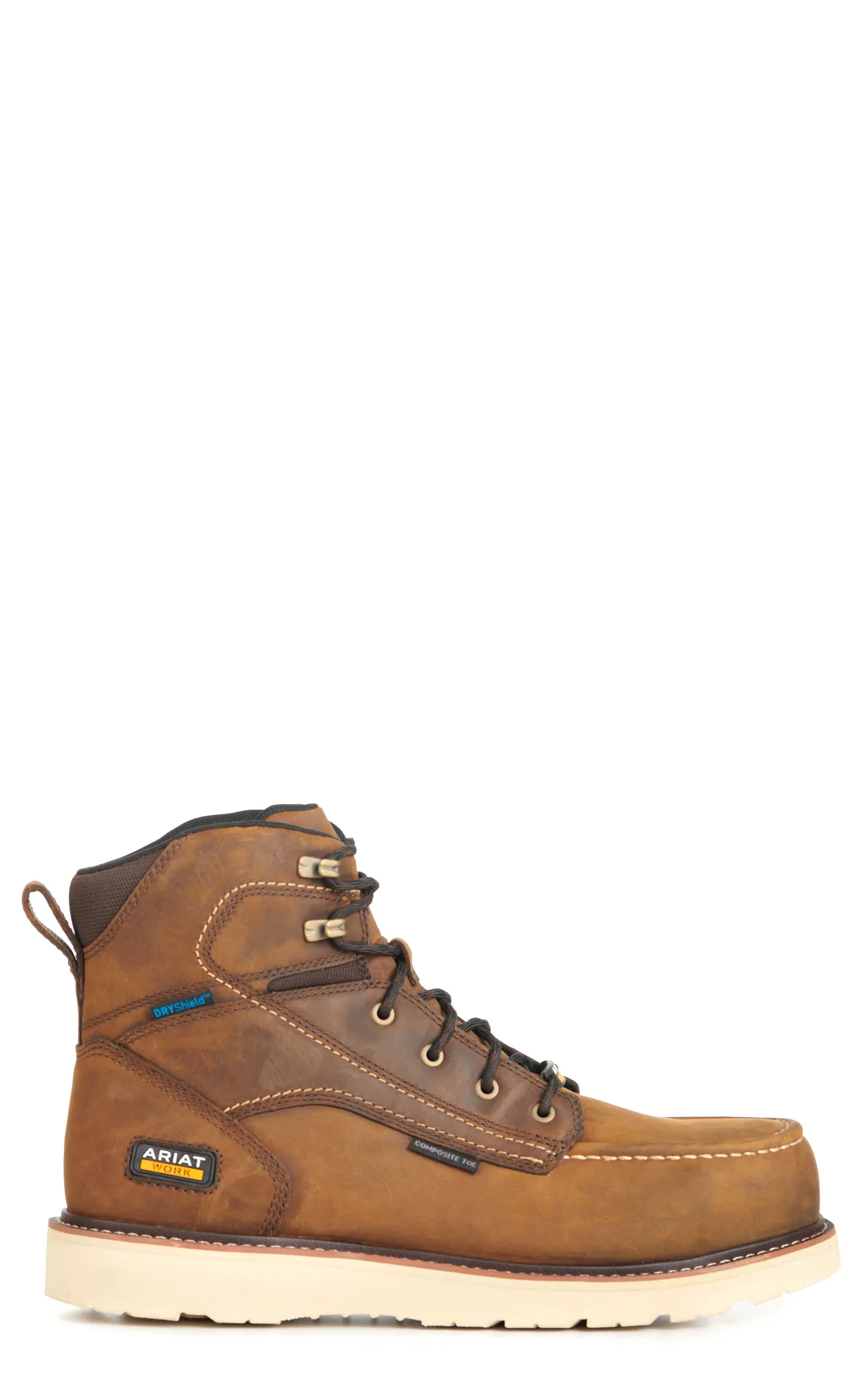 Ariat Men's Rebar Wedge Distressed Brown Moc Composite Toe 6" Waterproof Lace Up Work Boot