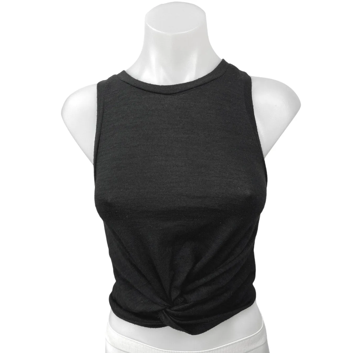 Aritzia Wilfred Black Twist Knot Sleeveless Crew Neck Crop Tank Top Size XS