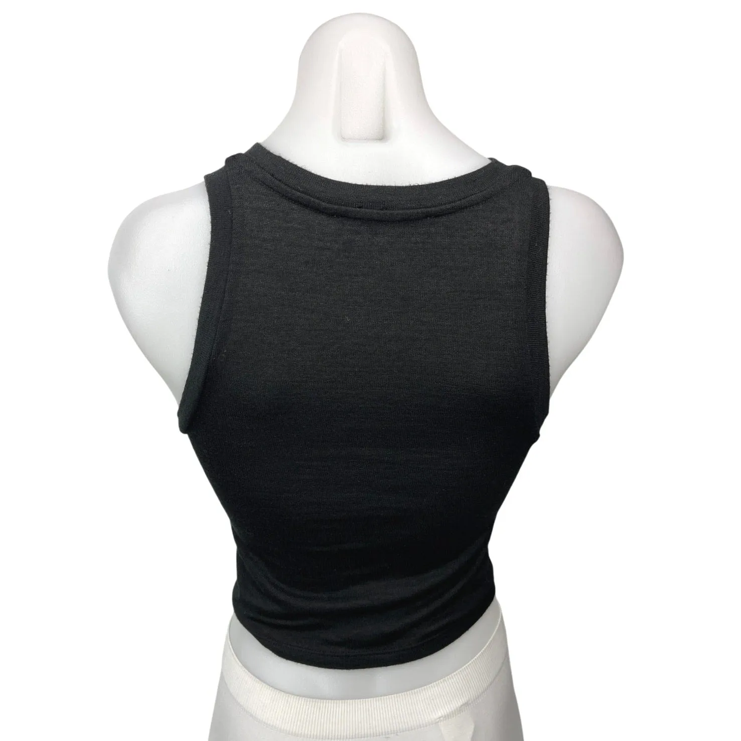 Aritzia Wilfred Black Twist Knot Sleeveless Crew Neck Crop Tank Top Size XS