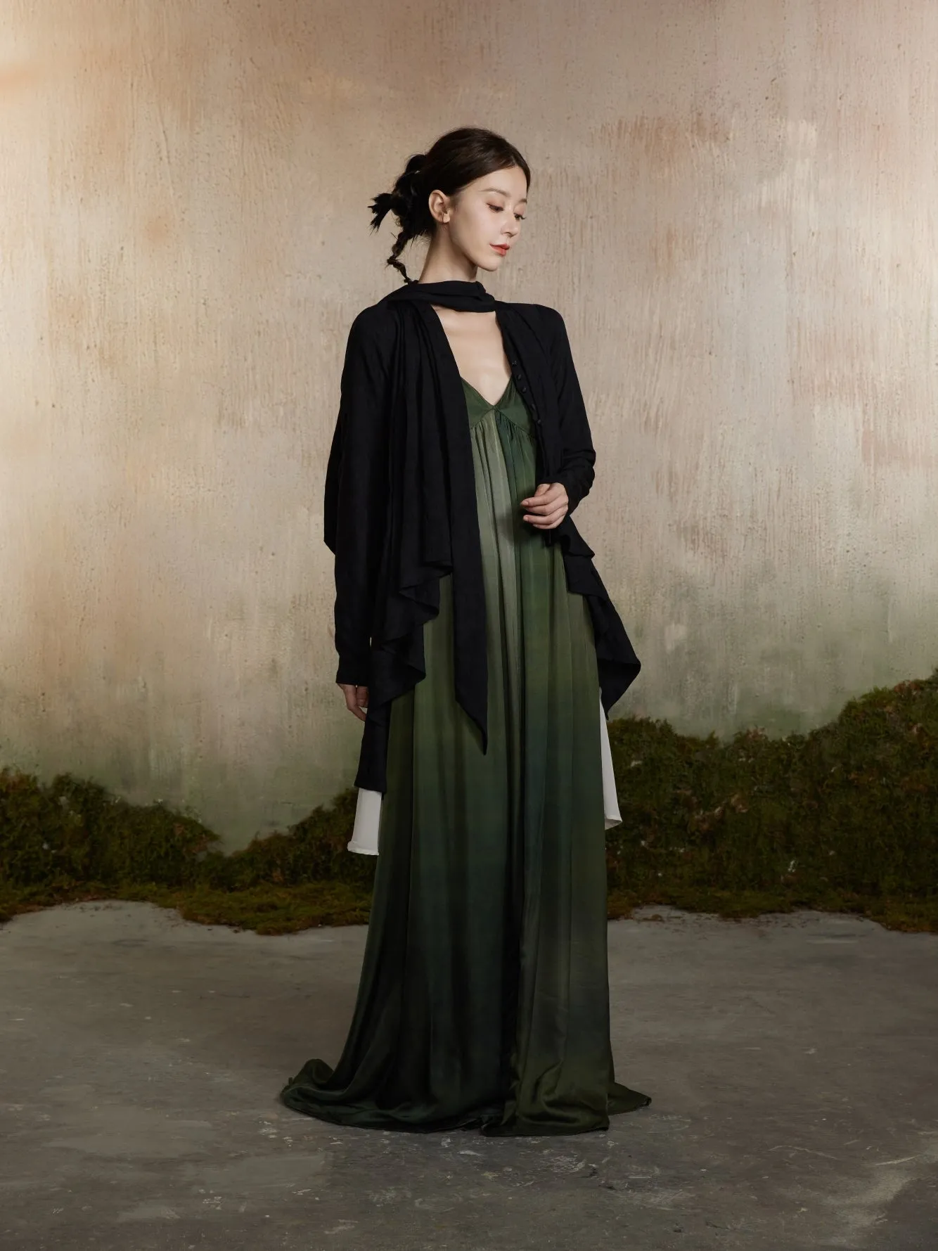 Asymmetry Nichi Long Bi-Color Cardigan