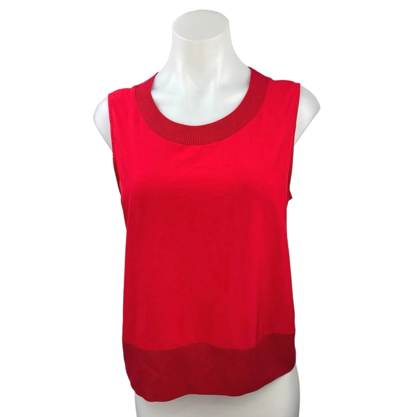 Athleta Red Colorbock Round Neck Sleeveless Active Athletic Sport Tank Top Sz M