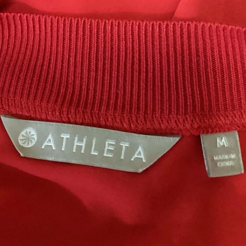 Athleta Red Colorbock Round Neck Sleeveless Active Athletic Sport Tank Top Sz M