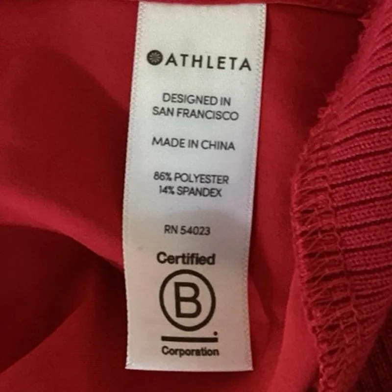 Athleta Red Colorbock Round Neck Sleeveless Active Athletic Sport Tank Top Sz M