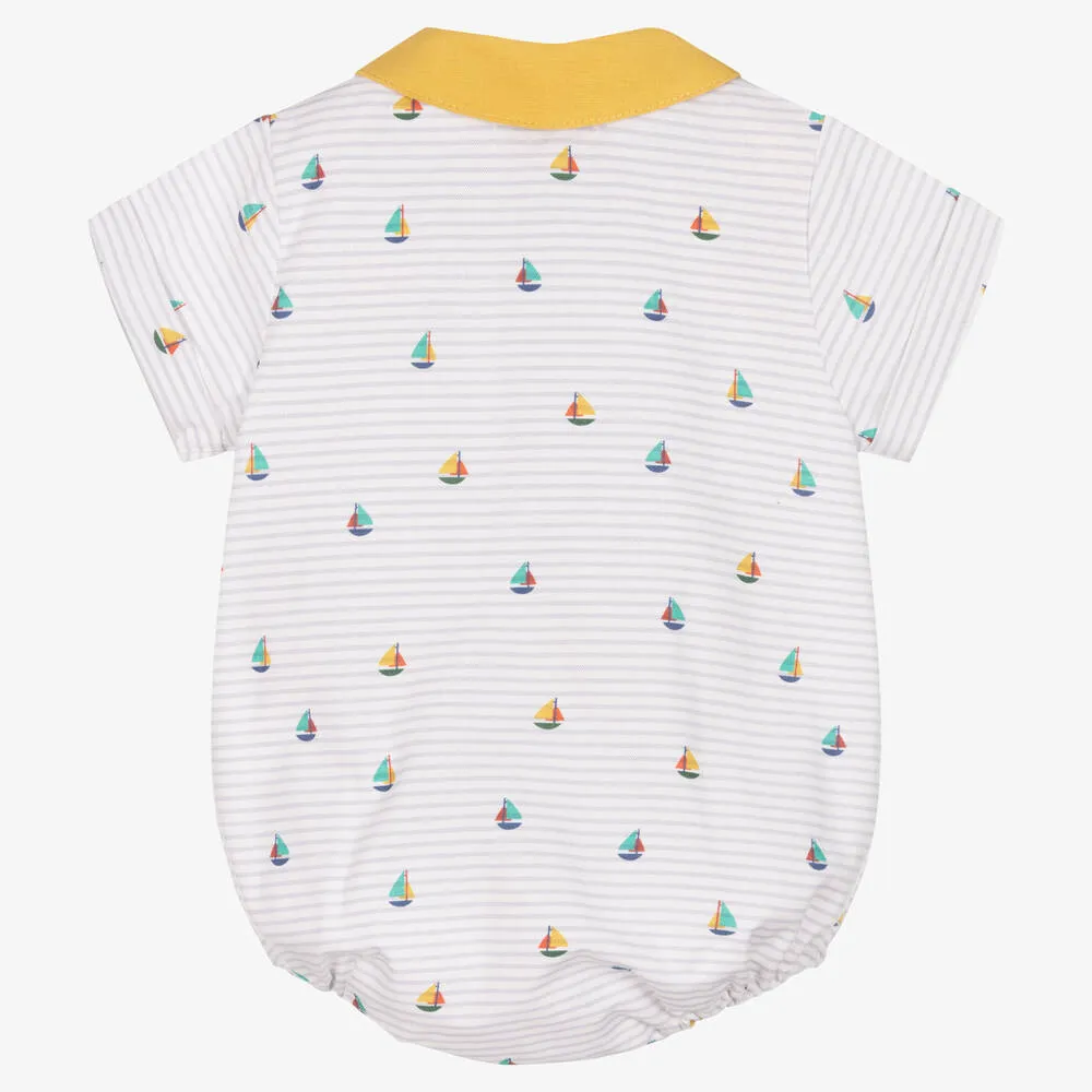 Baby Boys Grey & White Striped Shortie