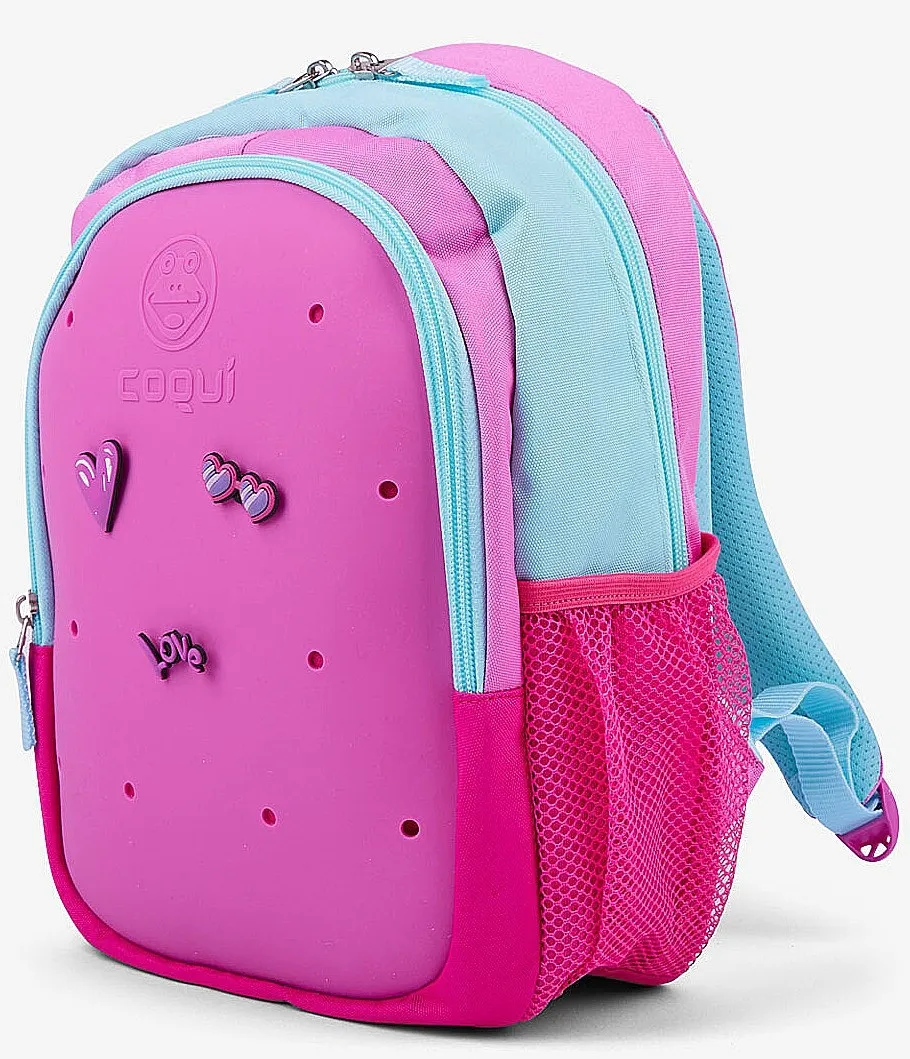 backpack Coqui Bagsy + 3 Amulety - Fuchsia/New Mint + Amulet - kid´s