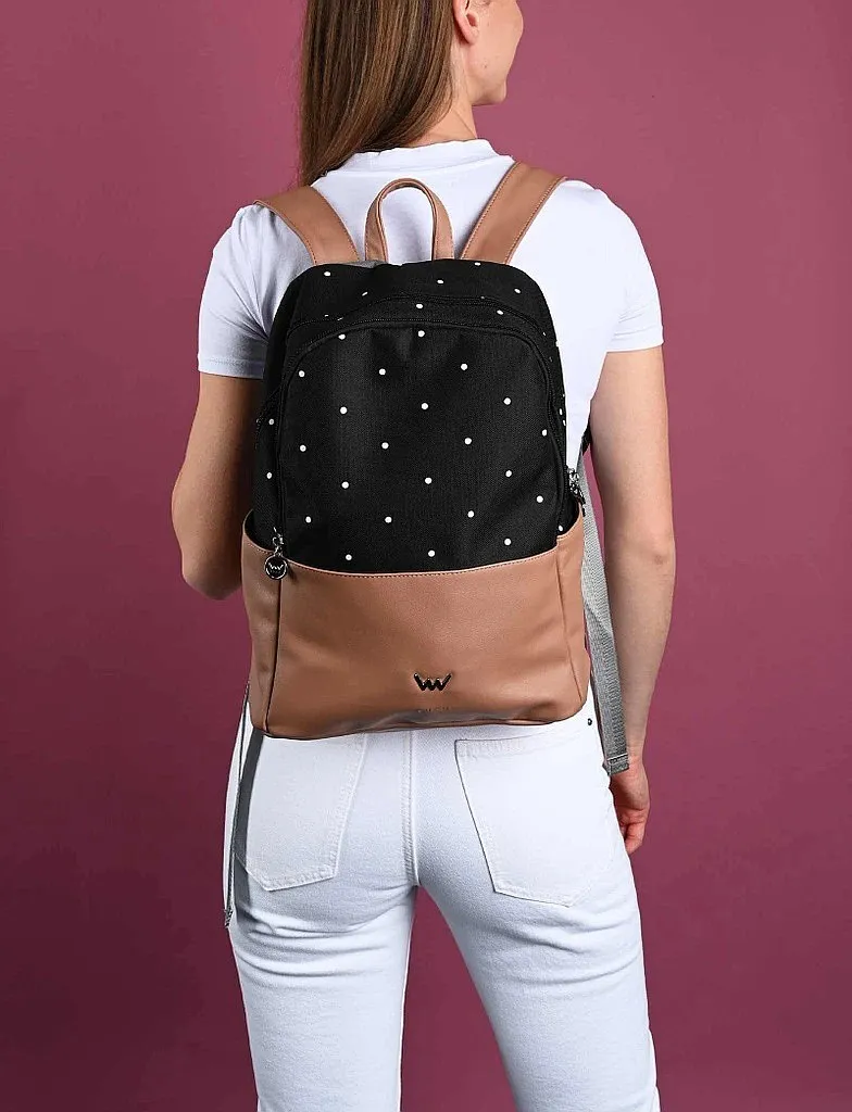backpack Vuch Zane - Black/White Dots/Brown - women´s